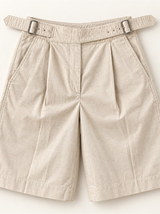 Acne Studios Pants - Acne Studios Cotton-Linen Belted Bermuda Shorts, Size 34